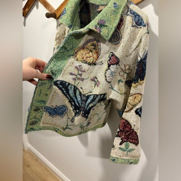 VINTAGE - SCENE WEAVER BUTTERFLY TAPESTRY JACKET - Picture 4 of 7